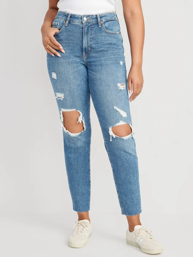 High-Waisted OG Straight Ripped Ankle Jeans