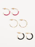 Gold-Plated Hoop Earrings Variety 3-Pack for Women