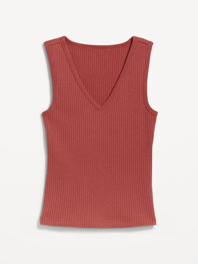 Rib-Knit V-Neck Tank Top