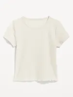 Lettuce-Edge Thermal-Knit Cropped T-Shirt for Women