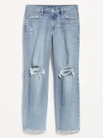 Mid-Rise Boyfriend Loose Jeans