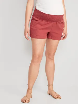 Maternity Full Panel Linen-Blend Shorts  -- 3.5-inch inseam