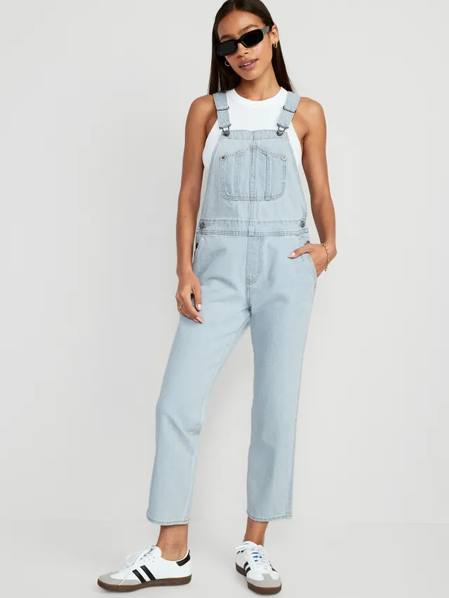 Slouchy Straight Non-Stretch Jean Short Overalls -- 3.5-inch