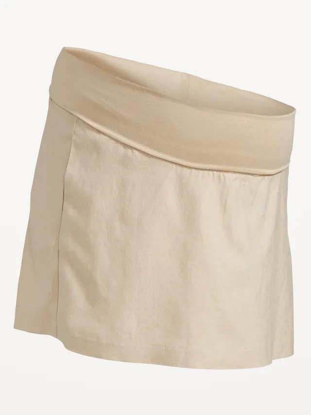 Old Navy Maternity Rollover-Waist Linen-Blend Wide-Leg Pants
