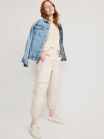 High-Waisted Barrel-Leg Cargo Ankle Pants