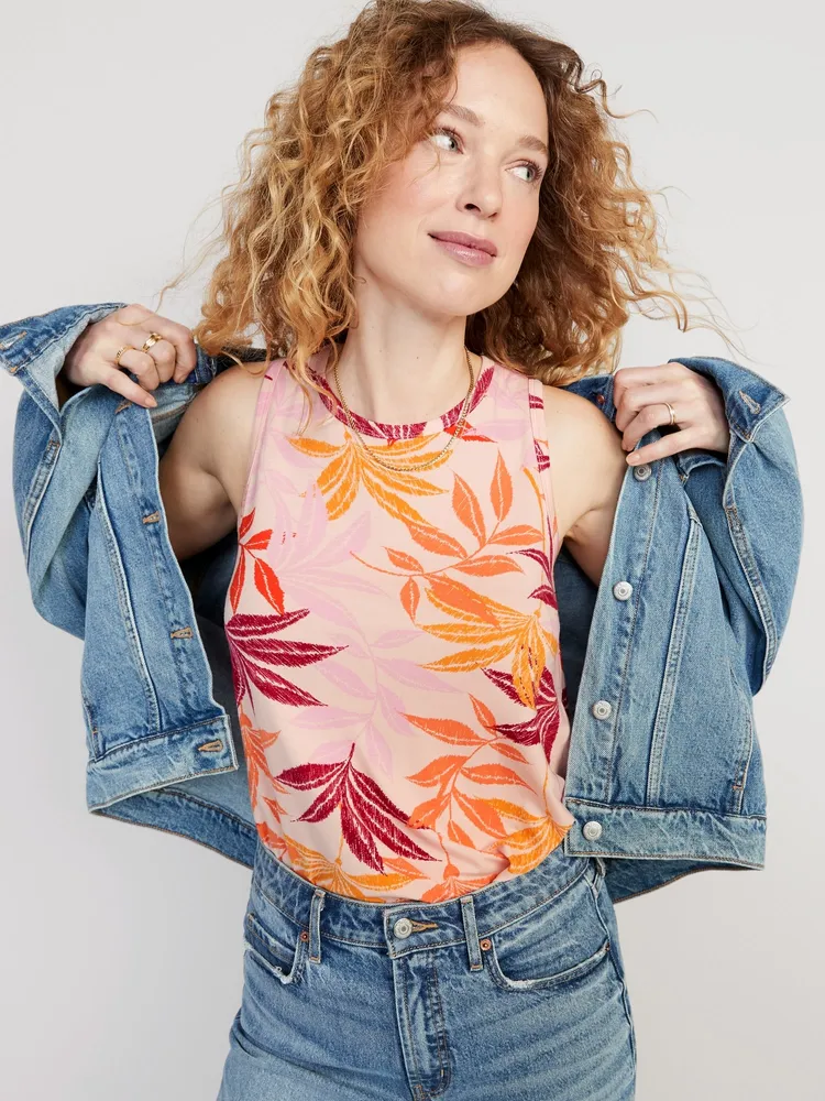 Sleeveless Luxe Floral-Print T-Shirt