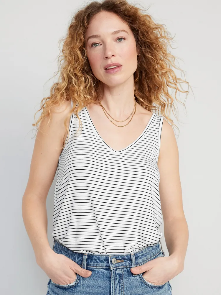 Old Navy Luxe V-Neck Sleeveless Striped T-Shirt