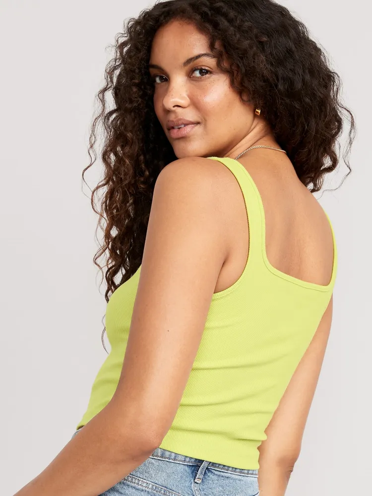 Fitted Cropped Rib-Knit Cami Top for Women