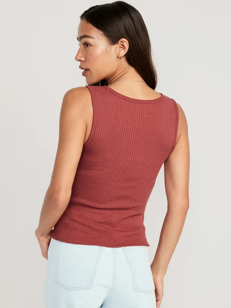 Rib-Knit V-Neck Tank Top