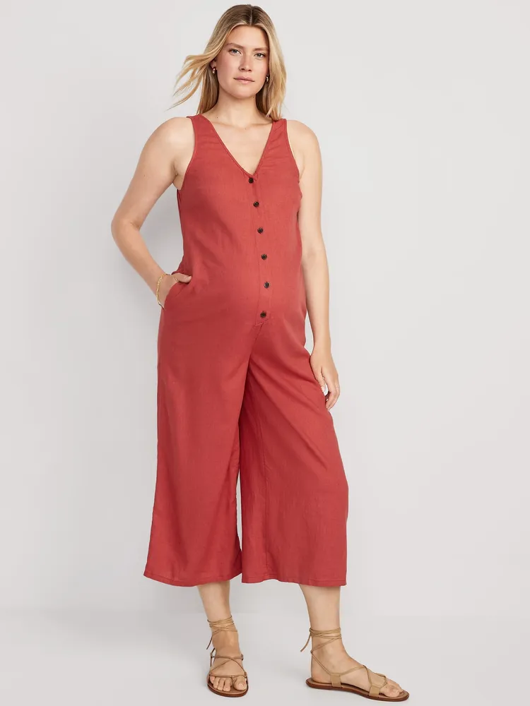 NA-KD Halterneck Linen Jumpsuit in Red | Lyst Canada