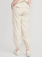 High-Waisted Barrel-Leg Cargo Ankle Pants