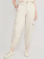 High-Waisted Barrel-Leg Cargo Ankle Pants