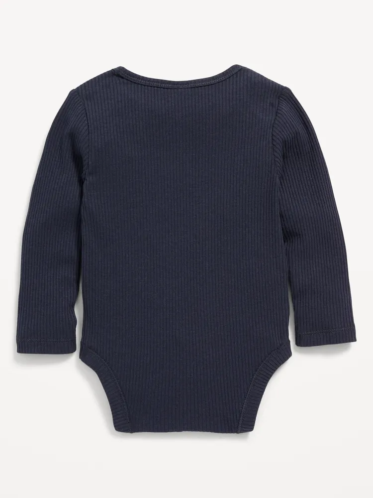 Unisex Long-Sleeve Rib-Knit Bodysuit for Baby