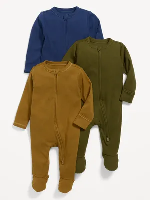 3-Pack Unisex 2-Way-Zip Sleep & Play Footed One-Piece for Baby