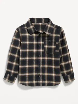 Cozy Long-Sleeve Plaid Pocket Shirt for Toddler Boys