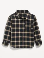 Cozy Long-Sleeve Plaid Pocket Shirt for Toddler Boys