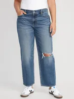 Mid-Rise Boyfriend Loose Jeans