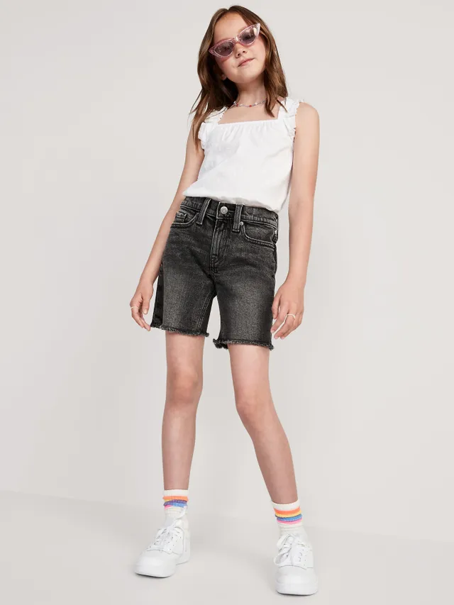 High-Waisted Slouchy Straight Frayed-Hem Jeans for Girls