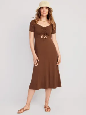 Fit & Flare Cutout-Front Midi Dress for Women
