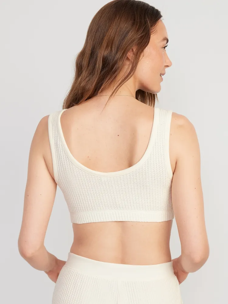 Pointelle-Knit Bralette Pajama Top