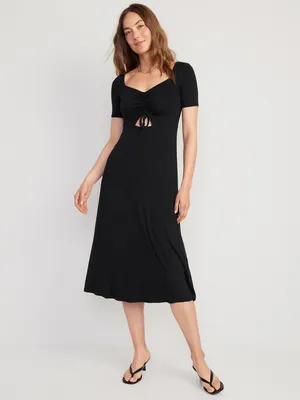 Fit & Flare Cutout-Front Midi Dress for Women