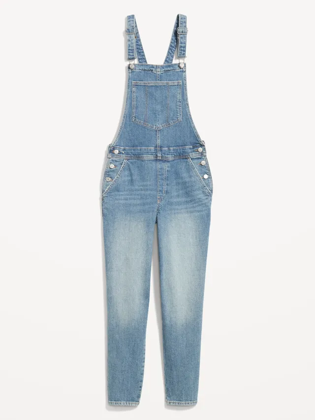 Slouchy Straight Non-Stretch Jean Short Overalls -- 3.5-inch inseam