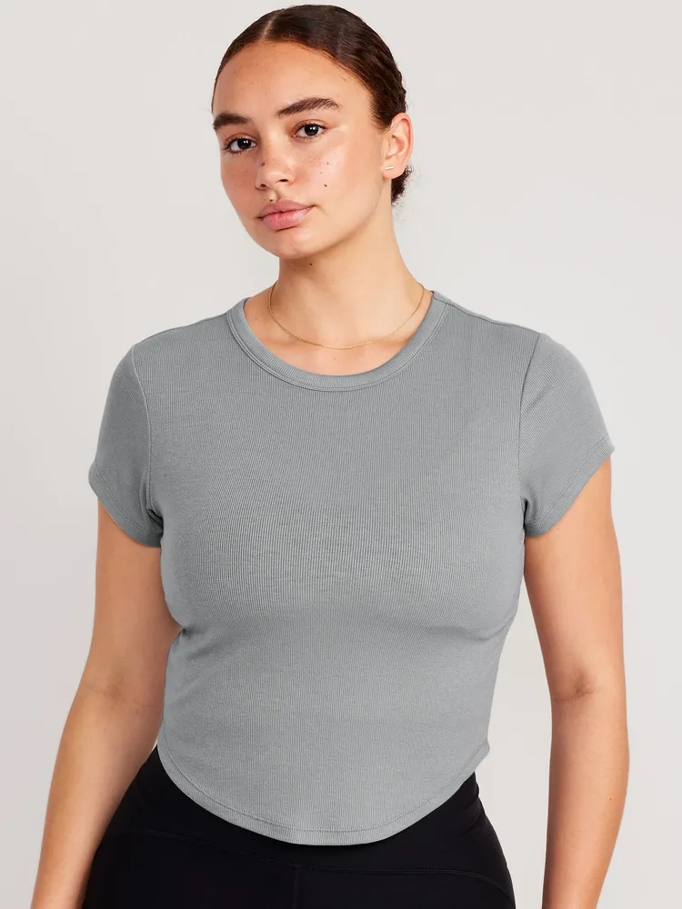 UltraLite Cropped Rib-Knit T-Shirt