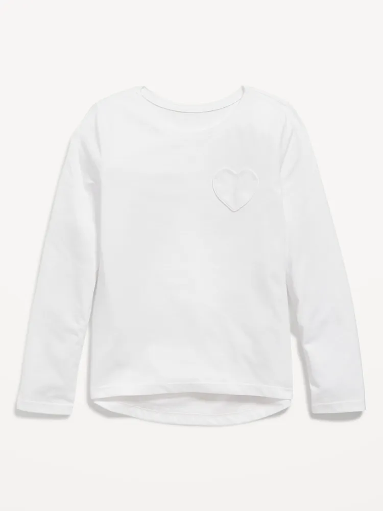 Softest Long-Sleeve Heart-Pocket T-Shirt for Girls