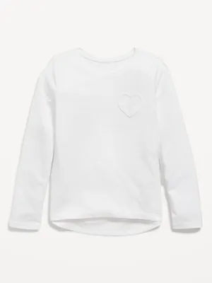 Softest Long-Sleeve Heart-Pocket T-Shirt for Girls