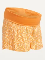 Maternity Rollover-Panel Playa Shorts -- 4-inch inseam