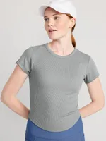 UltraLite Cropped Rib-Knit T-Shirt