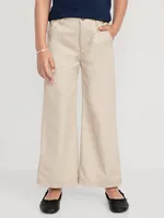 High-Waisted Wide-Leg School Uniform Pants for Girls