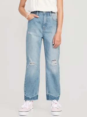 High-Waisted Slouchy Straight Ripped Jeans for Girls