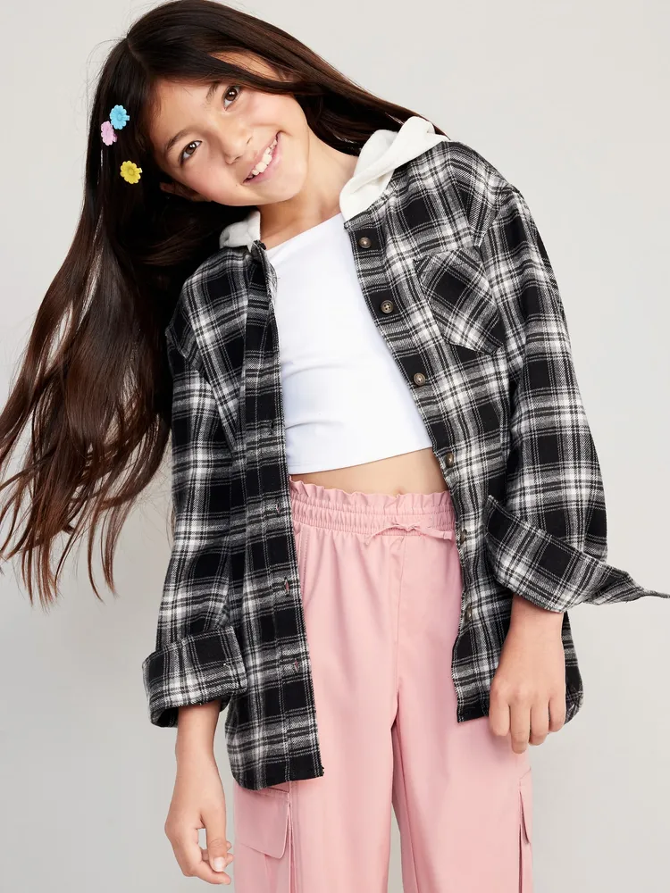 Old Navy Hooded Soft-Brushed Flannel Shirt for Girls