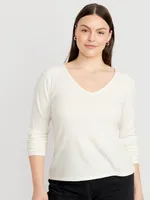 Plush Long-Sleeve V-Neck T-Shirt