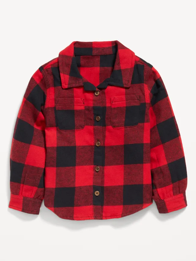 Old Navy Long-Sleeve Plaid Pocket Shirt for Toddler Girls