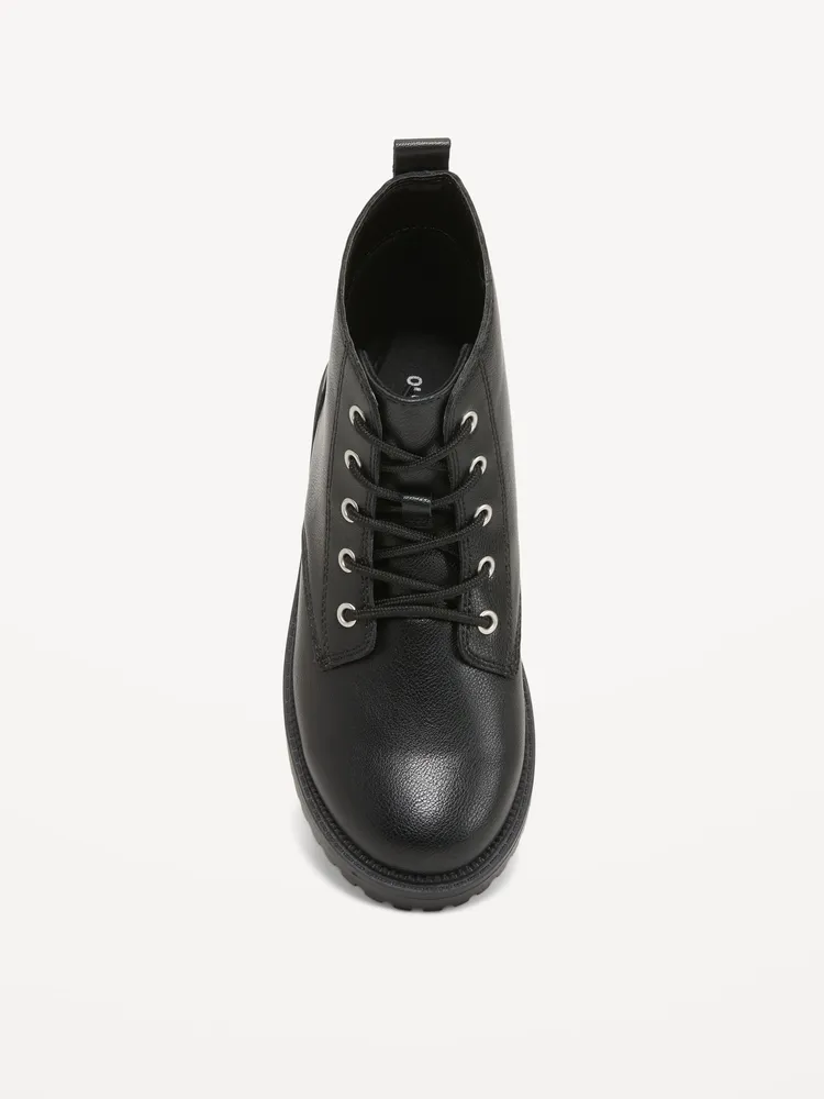 Faux-Leather Lace-Up Combat Boots for Girls