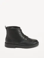 Faux-Leather Lace-Up Combat Boots for Girls