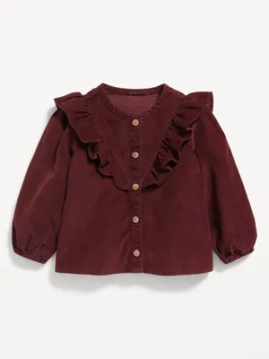 Corduroy Long-Sleeve Ruffle-Trim Button-Front Top for Baby