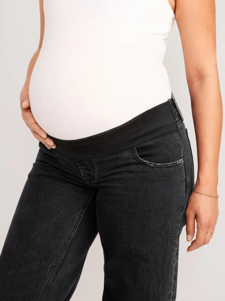 Maternity Front Low-Panel Wide Leg Jeans