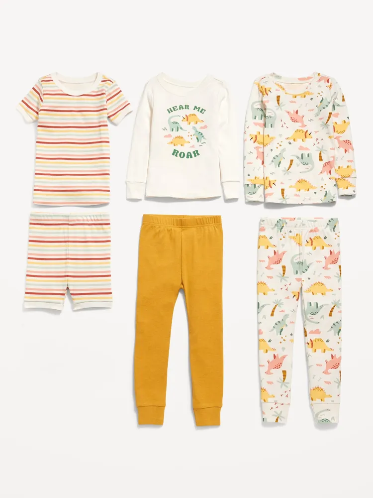 Unisex 6-Piece Printed Snug-Fit Pajama Set for Toddler & Baby