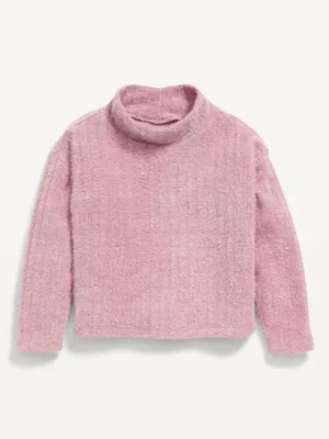 Cozy-Knit Mock-Neck Cropped Sweater for Toddler Girls