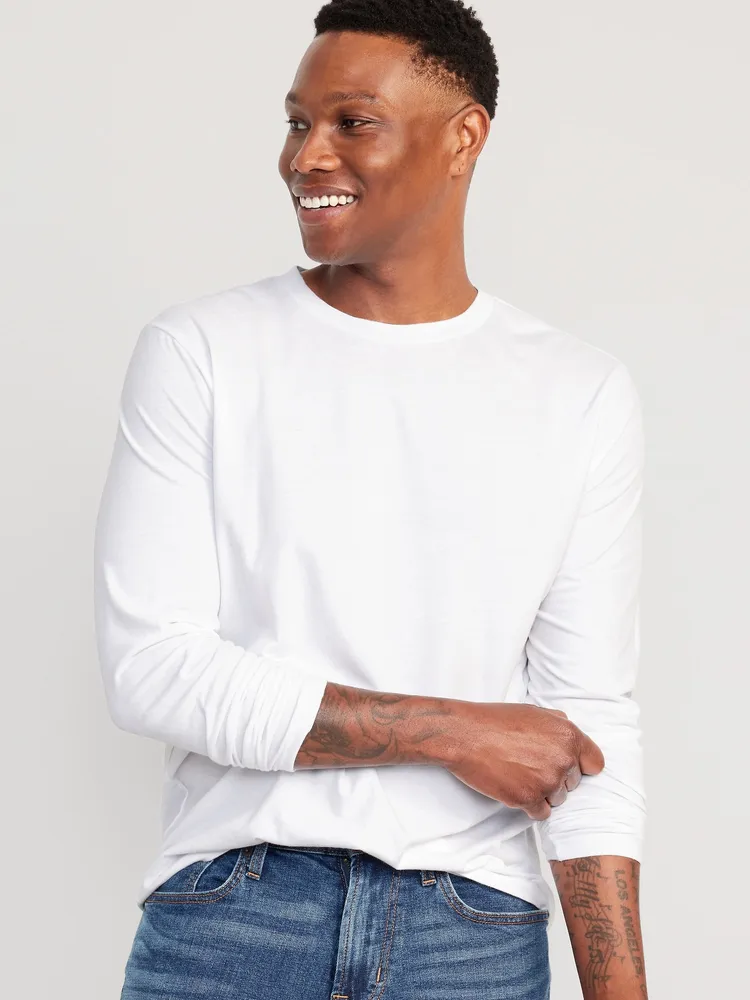 Long-Sleeve Built-In Flex Waffle-Knit T-Shirt