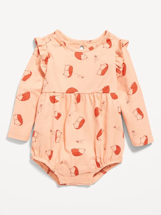 Unisex Printed Long-Sleeve Hooded One-Piece Romper for Baby