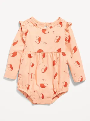 Printed Long-Sleeve Jersey One-Piece Romper for Baby