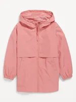 Hooded Water-Resistant Tunic Jacket for Girls