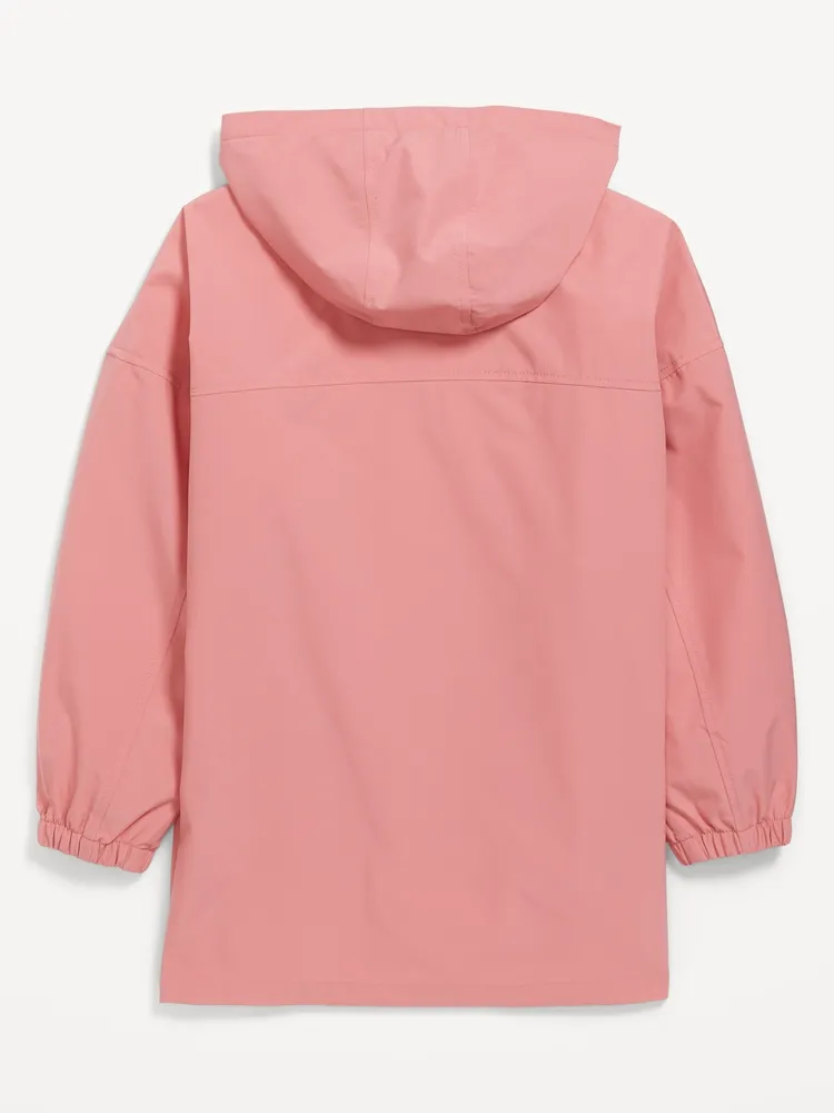Hooded Water-Resistant Tunic Jacket for Girls
