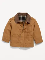 Canvas Corduroy-Trim Barn Coat for Baby
