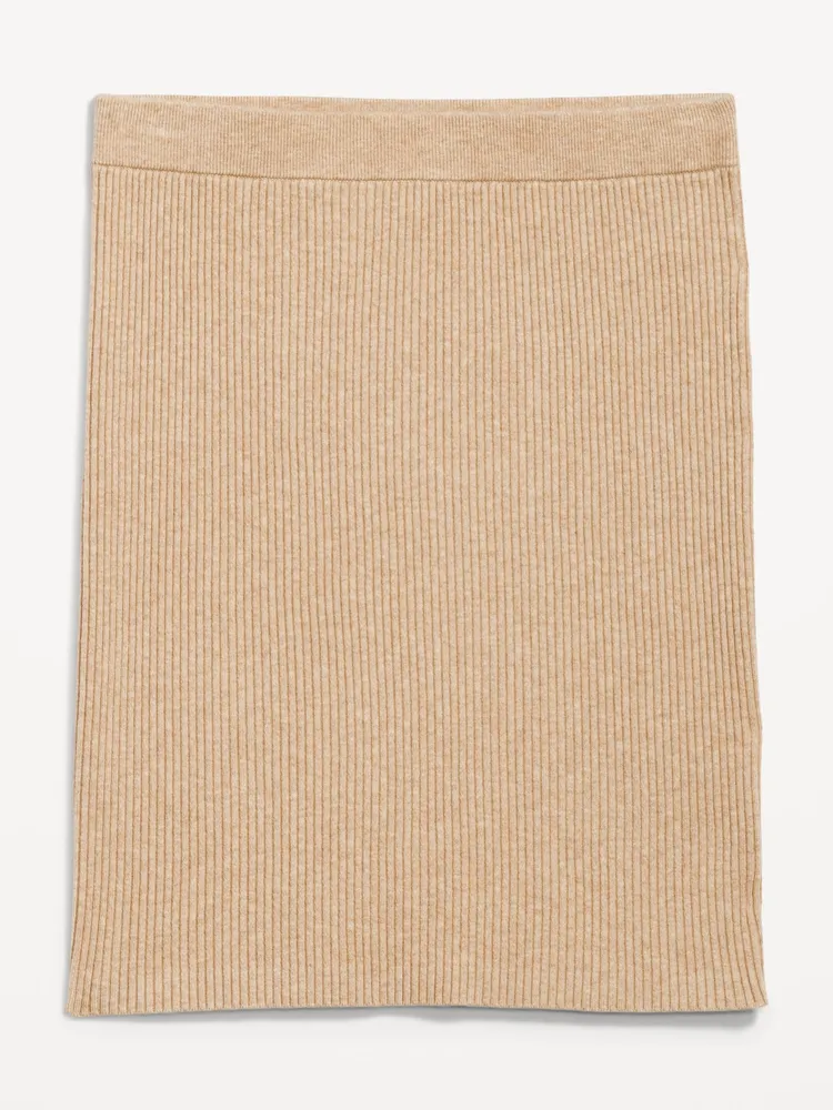 High-Waisted Rib-Knit Mini Skirt