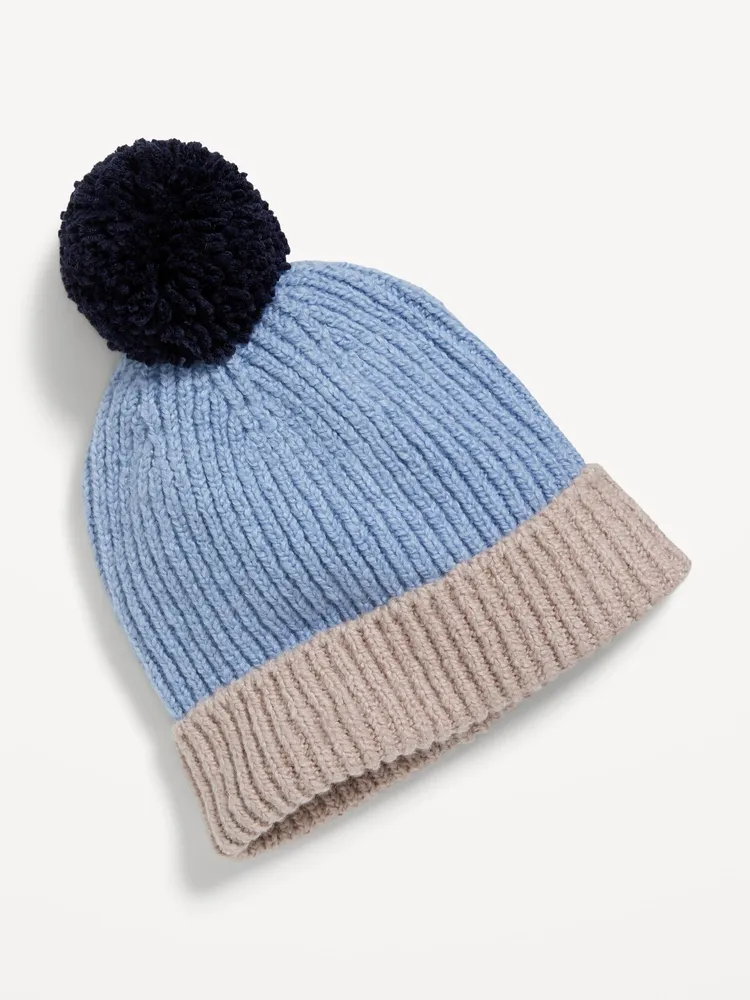 Cable-Knit Faux-Fur Pom-Pom Beanie for Girls